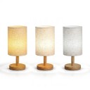 LED Nachttischlampe Stoffschirm Dimmbar 13 x 24 cm USB Sockel aus Bambus und Holz Tischlampe für das Schlafzimmer 9