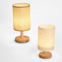 LED natlampe med stofskærm Dæmpbar 13 x 24 cm USB Base af bambus og træ Bordlampe til soveværelset 1