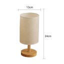 LED natlampe med stofskærm Dæmpbar 13 x 24 cm USB Base af bambus og træ Bordlampe til soveværelset 4