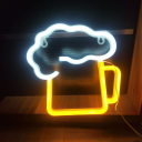 LED Neon Fali Dekoráció 22 x 22 cm Sör Alakú Fénytábla Falra Asztali USB-vel vagy 3x AA Elemmel Világító Bár Dekoráció 2