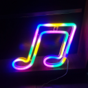 LED neon fali dekoráció hangjegy formájában 23 x 18 cm Világító zenei szimbólum USB-vel vagy 3x AA elemmel Fali világítás Színes neon 2
