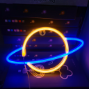 LED Neon Wall Decoration 30 x 17 cm Planet with Ring USB or 3x AA Batteries Light Motif for Wall Children's Room Bedroom 3