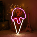 LED Neon Wall Decoration in the Shape of an Ice Cream Cone Light Up Wall Decoration USB Powered or 3x AA Batteries Colourful LED Light 2