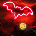 LED neonová dekorace na zeď 30 x 15 cm Světelný netopýr na baterie nebo USB Noční světlo Pokojová výzdoba Halloweenská dekorace 2
