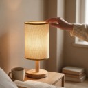 LED Night Light Fabric Shade Dimmable 13 x 24 cm USB Bamboo and Wood Base Table Lamp for Bedroom 8