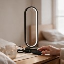 LED nočná lampa Oválna 1 ks Stmievateľná 3 farby svetla 9,5 x 33 x 9,8 cm Napájanie USB Hliník a ABS Čierna Do spálne a obývacej izby 4