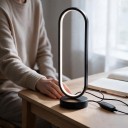 LED noční lampa Oválná 1 ks Stmívatelná 3 barvy světla 9,5 x 33 x 9,8 cm Napájení USB Hliník a ABS Černá Do ložnice a obývacího pokoje 6