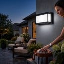 LED Outdoor Wall Light 25 W IP65 Square Body Black Frame Around White Diffuser Cool White 6000 K For Facade and Entrance 5