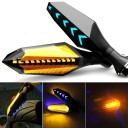 LED piscas para moto 12 V Luz laranja Setas a brilhar em azul Corpo preto 11,4 x 3,5 cm Parafuso de fixação 8 mm Cabo 26 cm 2 pcs 2