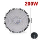 LED priemyselné UFO svietidlo 200W zavesené výkonné osvetlenie IP65 120° široký uhol hliníkové telo vysoký výkon 280 mm 2