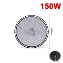 LED průmyslové UFO svítidlo 150W závěsné výkonné osvětlení IP65 120° široký úhel hliníkové tělo vysoký výkon 240 mm 2