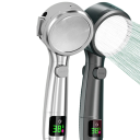 LED Shower Head with Display and 4 Flow Modes Adjustable Water-Saving High-Pressure Shower Digital Temperature Measurement 4
