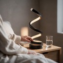 LED spirálová stolní lampa Stmívatelná Nastavitelný jas cca 15 cm Tělo z ABS Černá Moderní noční lampa Do ložnice a obývacího pokoje 3