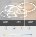 LED stropní svítidlo se 6 kruhovými prvky, stmívatelné s dálkovým ovládáním, 130 W, 100 x 68 x 17,5 cm bílé do obývacího pokoje 3