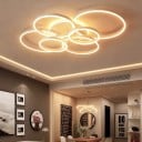 LED stropní svítidlo se 6 kruhovými prvky, stmívatelné s dálkovým ovládáním, 130 W, 100 x 68 x 17,5 cm bílé do obývacího pokoje 4