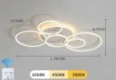 LED sufitowe oświetlenie z 5 okrągłymi elementami, ściemniane z pilotem, 137 W, 110 x 73 x 15 cm, do dużego salonu 4