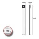 LED světlo se senzorem pohybu 30 cm Bezdrátové Magnetické 3 barvy světla Stmívatelné USB-C Hliník Pod linku do skříně 5