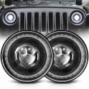 LED svetlomety s diaľkovými a stretávacími svetlami, halo DRL a smerovkami 7" 176 mm projektorové PMMA/PC 60W IP67 čierne pre Lada Niva 4x4 1