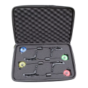 LED Swinger Set Hirisi 4 Stück mit 2,5 mm Stecker rot gelb blau grün Bissanzeige im Gehäuse für Angelgeräte 4