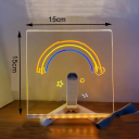 LED-taustavalaistu akryylipiirtotaulu 15x15 cm USB lasten pyyhittävä taulu 7 vesipohjaisella tussilla ja pidikkeellä 2