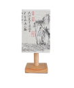 LED Tischlampe 27 x 12 x 10 cm Chinesischer Stil Dekorative Beleuchtung mit Leinen-Schirm und Holzständer 2