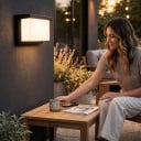 LED ulkoseinävalaisin 25 W IP65 Suorakaiteen muotoinen Valkoinen diffuusori tummassa kehykessä Lämmin valkoinen 3000 K Julkisivulle ja terassille 6