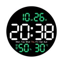 LED-väggklocka 25,5 cm temperatur/fuktighet veckovis och datum spegelvisning fjärrkontroll timer automatisk dimning 5