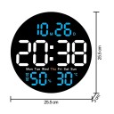 LED-väggklocka 25,5 cm temperatur/fuktighet veckovis och datum spegelvisning fjärrkontroll timer automatisk dimning 3
