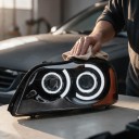 LED vasen etuvalaisin päiväajovalolla DRL ja suuntavilkulla, 12 V, projektorilinssit, musta, Volvo XC90 2004–2013, halogeeni ja xenon 2