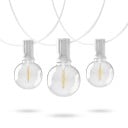 LED venkovní světelný řetěz s 25 žárovkami Délka 15 m Teplé světlo 2200 K Bílý kabel Propojitelný s dalšími řetězy Na zahradu a terasu 1