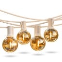 LED venkovní světelný řetěz s 25 žárovkami Délka 15 m Teplé světlo 2200 K Bílý kabel Propojitelný s dalšími řetězy Na zahradu a terasu 2