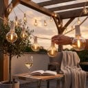 LED venkovní světelný řetěz s 50 žárovkami Délka 30 m Teplé světlo 2200 K Bílý kabel Propojitelný s dalšími řetězy Na zahradu a terasu 5