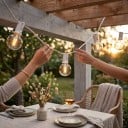 LED vonkajší svetelný reťazec s 25 žiarovkami Dĺžka 15 m Teplé svetlo 2200 K Biely kábel Prepojiteľný s ďalšími reťazcami Na záhradu a terasu 6