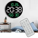 LED Wall Clock 25.5 cm Temperature Humidity Week and Date Mirror Display Remote Control Timer Automatic Dimming 5