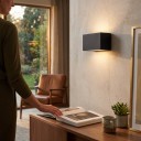 LED Wall Light 24 W IP65 Square Body Width Aluminium Two Modules Up and Down Lighting Warm Light 3000 K For Facades and Entrances 7