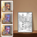 LED-wandschilderij 23 x 17 cm Nachtstad Lichtgevende decoratie 3 lichtstanden Moderne woonaccessoire Verlicht schilderij interieur 2