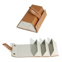 Leder-Klappetui für 3 Brillen, 16 x 12,5 x 6 cm, Reise-Hartschalenetui aus Kunstleder, Brillen-Organizer mit Aufhängeschlaufe 5