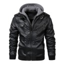 Lederjacke mit Reißverschluss Herbstjacke mit Kapuze Stylische Jacke mit Futter und Taschen Modische Jacke für die Stadt und fürs Motorrad 4