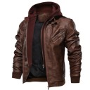 Lederjacke mit Reißverschluss Herbstjacke mit Kapuze Stylische Jacke mit Futter und Taschen Modische Jacke für die Stadt und fürs Motorrad 2