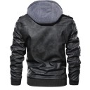 Lederjacke mit Reißverschluss Herbstjacke mit Kapuze Stylische Jacke mit Futter und Taschen Modische Jacke für die Stadt und fürs Motorrad 3