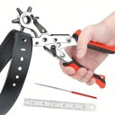 Lederlochzange mit drehbarem Kopf 6 Lochgrößen 2,5-5 mm Manuelle Lochzange für Riemen, Gürtel und Segeltuchmaterialien 4