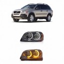 Left LED Headlight with Daytime Running Lights DRL and Indicator, 12 V, Projector Lenses, Black, for Volvo XC90 2004–2013, Halogen and Xenon 8
