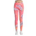 Leggings 3D femininas com estampado de folhas - Rosa 1