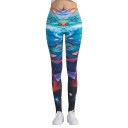 Leggings 3D femininas com estampado do mar 1