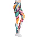 Leggings 3D femininos com folhas coloridas 2