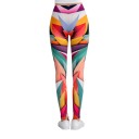 Leggings 3D femininos com folhas coloridas 3