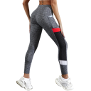 Leggings a rete per yoga con vita alta Modellante per la pancia Tasche laterali Leggings sportivi elastici con pannelli trasparenti sui lati 2