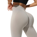 Leggings da donna senza cuciture per yoga con vita alta Pantaloni sportivi altamente elastici Leggings traspiranti con effetto push-up 4