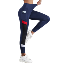 Leggings de yoga en maille à taille haute Affinant le ventre Poches latérales Leggings de sport élastiques avec panneaux transparents 3