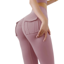 Leggings desportivas femininas com cintura alta e bolsos Calças elásticas para exercício Corte justo Roupa de fitness confortável 6